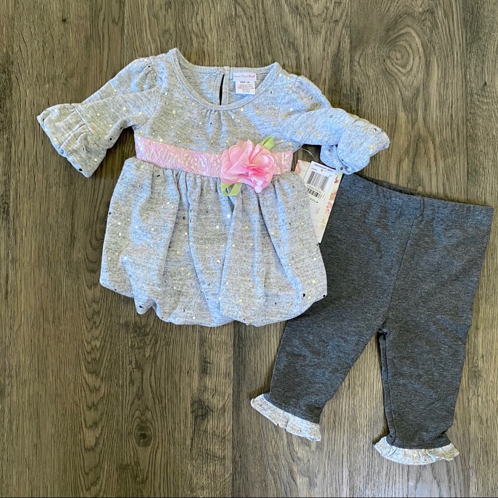 NWT Sweet Heart Rose gray 2 piece